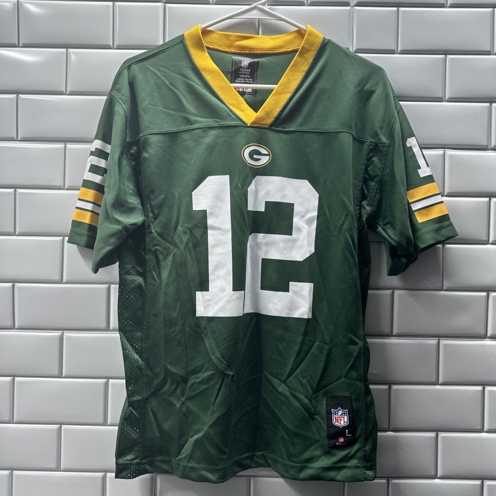 NFL Youth Size Large Green Bay Packers #12 Aaron Rodger's Jersey Short Sleeve